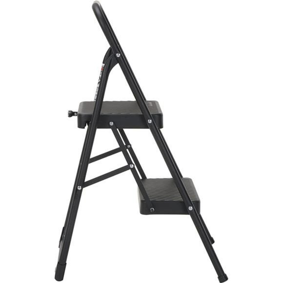 Two-Step Household Folding Step Stool, All Black, 7ft 11in Reach Height - Picture 6 of 7
